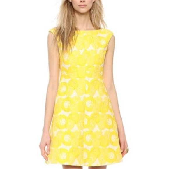 Tory Burch Dresses & Skirts - Tory Burch Floral Yellow Cap Sleeve Summer Dress Size 10